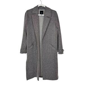 River Island Coat Jacket Womens Size 2 Gray Chevron Print Open Front Long Sleeve